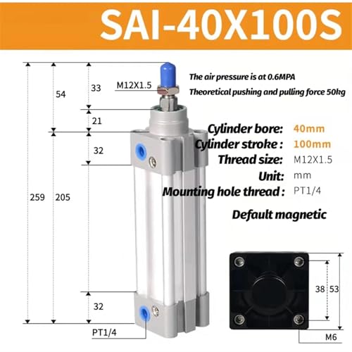 Vérin pneumatique Standard à Double Effet SAI32X100S pour automatisme industriel - 3