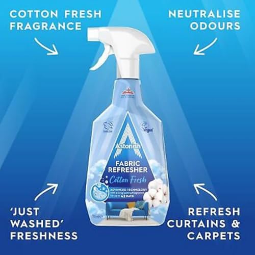 Astonish Spray Rinfrescante Per Tessuti Per Rinfrescare Vestiti, Tende, Tappeti E Tessuti, Profumo Fresco Di Cotone, 750 Ml - 5