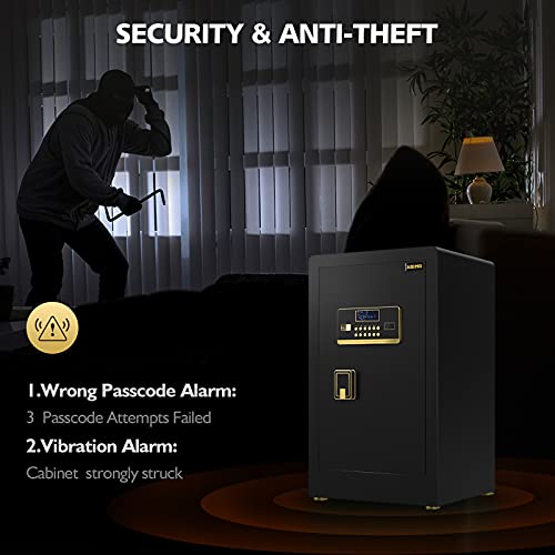 Safe Box, Adimo 2.8 Cubic Ft Fireproof Safe Box, Weighted Cabinet Safe With Removable Shelf, Sensitive Alarm, Dual Key System With Lcd Digital Screen, Safe For Jewelry, Cash, Documents, Gold, And Guns #TOP5
