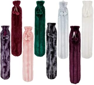 CityComfort Long Hot Water Bottle with Cover, Large 2L Body and Neck Warmer with Fluffy Soft Fleece Cover - Random Selection