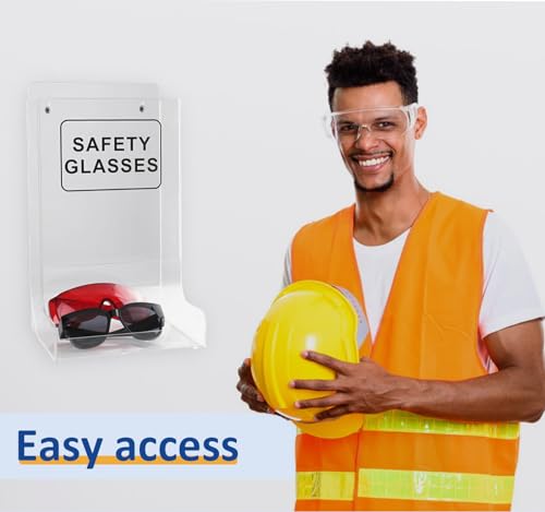 Healthible Acrylic Safety Glasses Dispenser, Holder for Industrial, Dental, Lab Setting Clear Stand or Wall Organizer, Visitor Safety Glasses Holder for Disposable Goggle Storage Glove