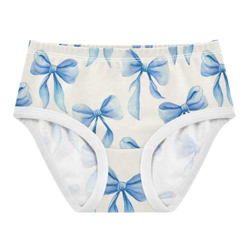 Wusikd Watercolor Blue Bows Girls' Underwear Cotton Girls Briefs Soft Toddler Underwear 2T