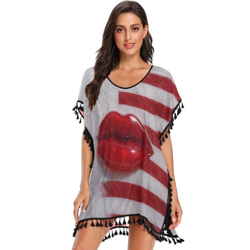 linqin Marble Luxe Lips Wallpaper - Vestido de playa para traje de baño para mujer, Papel pintado Marble Luxe Lips, S