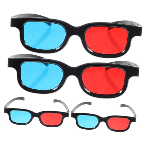 BESPORTBLE 4pcs Plastic Red and Blue Viewing Glasses for Tv Projector Smartphone Computer Movies Lightweight Comfortable Eyewear for Men and Women