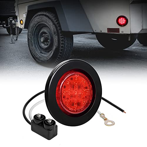2.5" Round 10 Led Light [2 In 1 Reflector] [Polycarbonate Reflector] [13 Leds] [Dot Approved] [2 Year Warranty] Side Marker Light For Trucks And Trailers - Red #TOP17