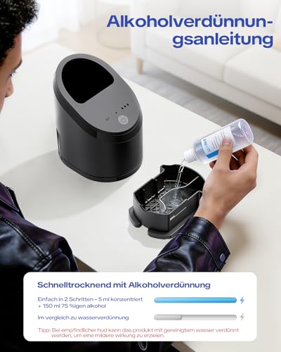 Wiederverwendbare Reinigungskartusche mit 70ml Reinigungslösung 7-monatiger Vorrat für Braun Clean & Renew CCR, Ersatz-Rasierer-Reinigungslösung für Clean&Charge Reinigungssystem, Alkoholfre