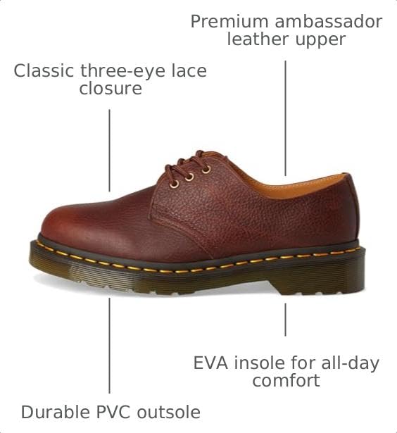Image of Dr. Martens, Unisex, 1461 Leather Oxford Shoes, Cashew, UK 7, US Mens 8, Medium