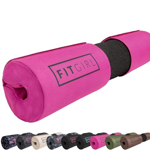 FITGIRL - Squat Pad and Hip Thrust Pad for Leg Day, Barbell Pad Stays in Place Secure, Thick Cushion for Comfortable Squats Lunges Glute Bridges, Olympic Bar and Smith Machine (Deluxe Pink)