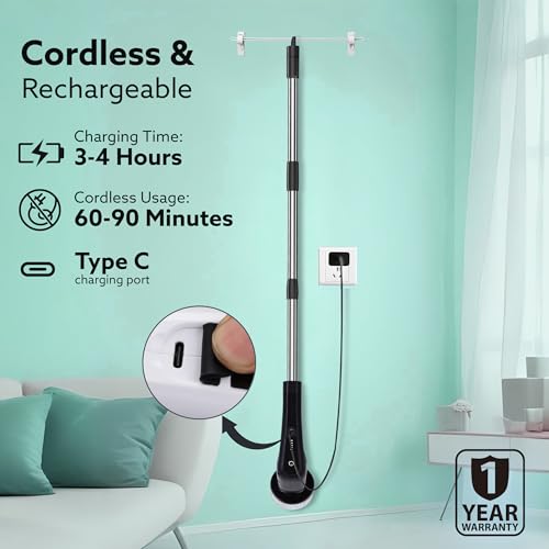 Image of AGARO Royal Electric Spin Scrubber, Cleaning Brush Scrubber for Home, 400RPM /Mins - 8 Replaceable Brush Heads - 90Mins Work Time,3 Adjustable Size,2 Adjustable Speeds for Bathroom,Glass, Car, Black