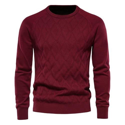 Suéter de punto de algodón para hombre ropa de abrigo clásica de invierno cuello redondo 7