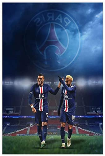 Holz Puzzle 1000 Teile Neymar und Kylian Mbappe Poster Fußball Fußball Puzzles für Erwachsene und Kinder anspruchsvoll 1000 Piece 29.5x19.6inch(75x50cm) Kein Rahmen Cover