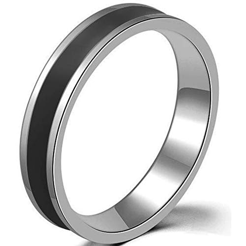 Jude Jewelers 4mm Stainless Steel Classical Plain Wedding Band Stackable Eternity Ring (Silver Black, 8)