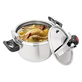 Pressure Cooker, Stainless Steel Pressure Canner, Induction Compatible Cookware with Spring Valve Safeguard Devices, Compatible with Gas & Induction Cooker