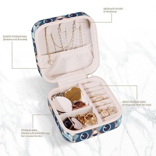 Boîte à bijoux en cuir imprimé avec rangement collier et finitions soignées - 6