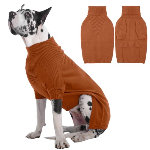 Image of Great Dane Sweater,5XL Extra Large Sweater for Giant Breed Dogs in Winter | Turtleneck Cold Weather Outfit, For Senior & Short-haired Giant Dog Clothes, Elastic Pullover for Saint Bernard,Mastiff