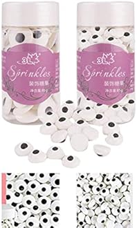 2 Bottles Candy Eyeballs Eyes Cake Cupcake Toppers Cookie Decorations,Two Size Mixed,Sweet Personalities Edible Candy For HALLOWEEN Cake Cupcakes Decoration