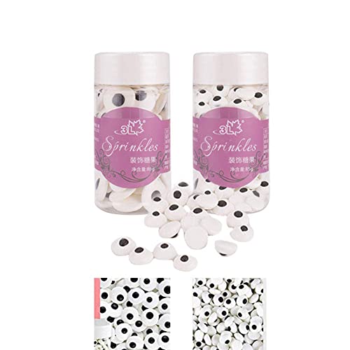 2 Bottles Candy Eyeballs Eyes Cake Cupcake Toppers Cookie Decorations,Two Size Mixed,Sweet Personalities Edible Candy For HALLOWEEN Cake Cupcakes Decoration