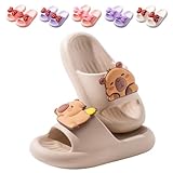 Fadezar Badelatschen Kinder Bogen Badeschlappen Mädchen Jungen Dinosaurier Badeschuhe Rutschfest Kinder Schlappen für Drinnen und Draußen Sommer Hausschuhe Beige 34/35 EU (220 CN)