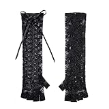 Women's UV Protection Long Lace/Solid Colored Fingerless Gloves