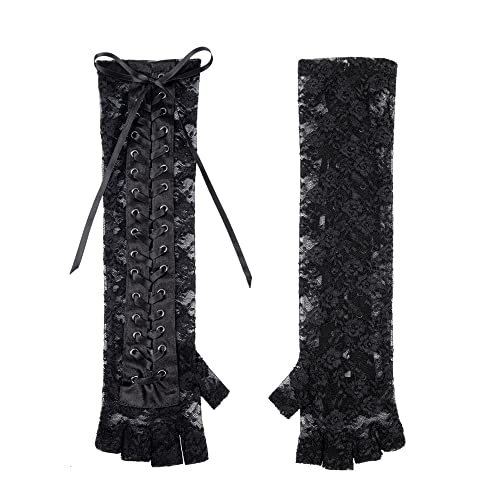 Women's UV Protection Long Lace/Solid Colored Fingerless Gloves