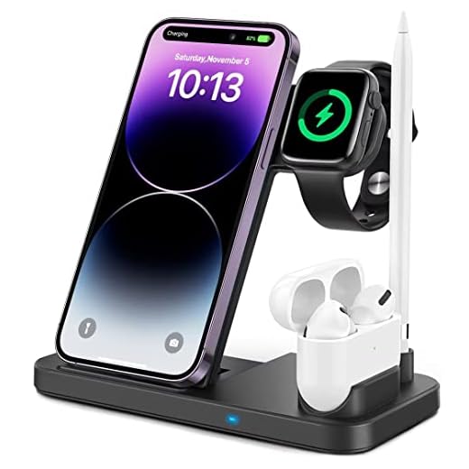 Chargeur sans fil TEMINICE 4-en-1 pour Apple Watch, AirPods et Pencil,chargeur induction pour iWatch Series 5/4/3/2/1, Charge rapide pour iPhone 11/11 Pro Max / XR / XS / XS / X / 8 / 8P