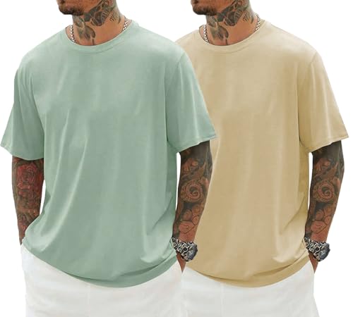 Image of RodZen Oversized Baggy Fit Half Sleeves Round Neck Solid Cotton Blend Combo T-Shirt for Men (Pack of 3)
