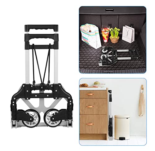 Image of Welbuilt 75 Kg Portable Aluminium Hand Truck | Foldable Push & Pull Dolly Cart with Folding Wheels, Telescoping Handle Ideal for Home, Office & Industrial Use | 1 Year Warranty | (75 KG)