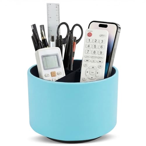 Organiseur rond en cuir bleu finie la table en désordre avec ce trieur - 2
