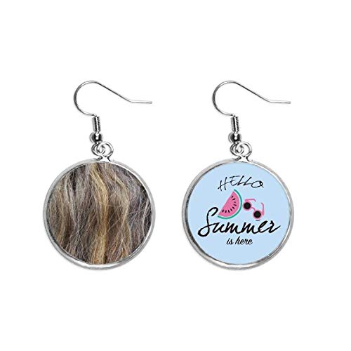 Pendientes de sandía con pelo largo marron rizado teñido para moda de verano