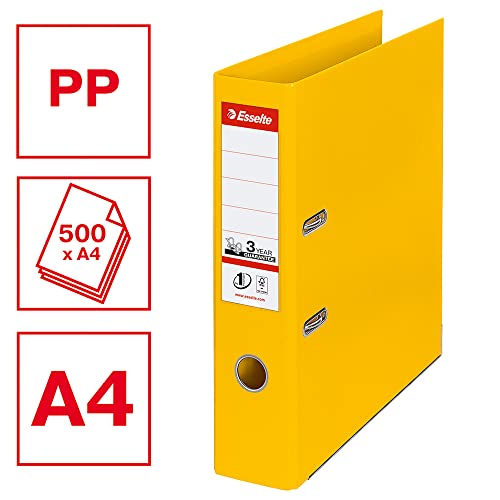 Esselte A4 Lever Arch File, Yellow, 72mm Spine, Plastic, Pack of 10, 811310, Dos de 75 mm - Image 2