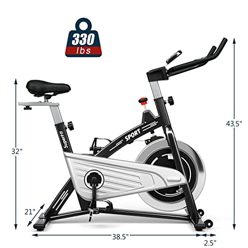 Gymax Indoor Stationary Bike, Cardio Cycling Bike With Lcd Monitor & Heart Rate Sensor, Adjustable Aerobic Spinning Exercise Workout Bike For Home Gym #TOP6