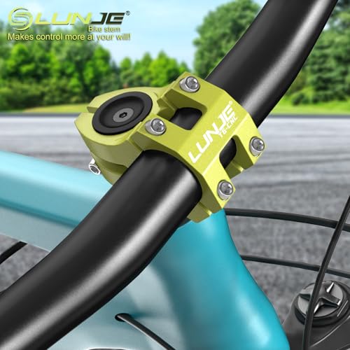 LUNJE Bike Stem, 31.8mm MTB Stem, 45mm Short Bike Stem, Sandblasted Matte Finish, CNC 6061-T6 Aluminum Alloy with Anodized Coating, Corrosion-Resistant for Mountain/Road/BMX Bikes (Apple Green)