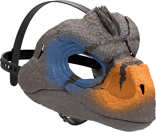 Mattel Jurassic World Snarlin Sounds Velociraptor Mask with Roar & Growl Sounds, Dinosaur Head Costume Toy with Fierce Teeth