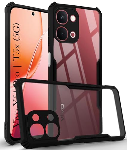 Image of Jkobi Hybrid Back Cover Case for Vivo Y51 Pro 5G | Vivo T5x (Shockproof with Polycarbonate Clear Panel | Professional Black)