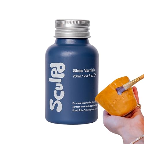 Sculpd Vernis transparent pour poterie en argile autodurcissante et peinture acrylique, finition brillante, vernis incolore imperméable et résistant aux...