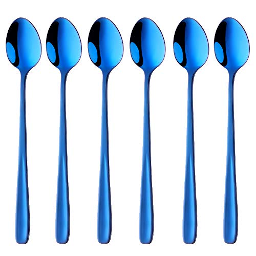 Buyer Star Long Handle Iced Tea Spoons Set of 6, 8 inch 18/10 Heavy Duty Coffee Spoon Sets for Mixing, Cocktail Stirring, Tea, Coffee, Milkshake, Cold Drink