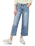 Die bequeme Damenjeans hat einen hohen Bund und kann z.B. mit schmalen Oberteilen zu einem modernen Outfit kombiniert werden