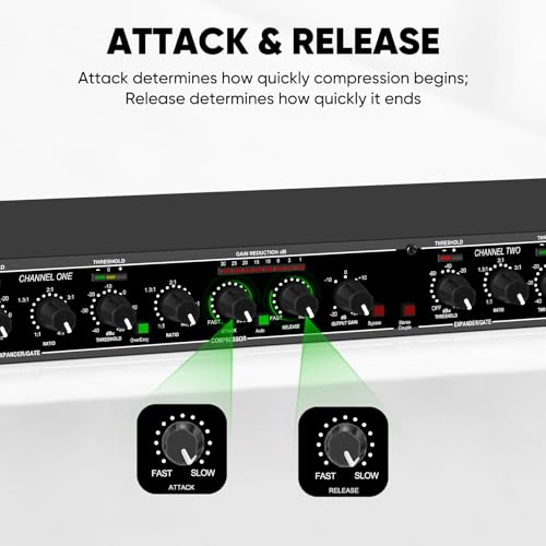FULODE Audio Compressor, Professional Dual-Channel Rackmount Vocal Compressor/Limiter with Noise Gate, Sidechain Insert, and XLR/TRS Inputs for Studio, Live & Streaming - Thumbnail 5