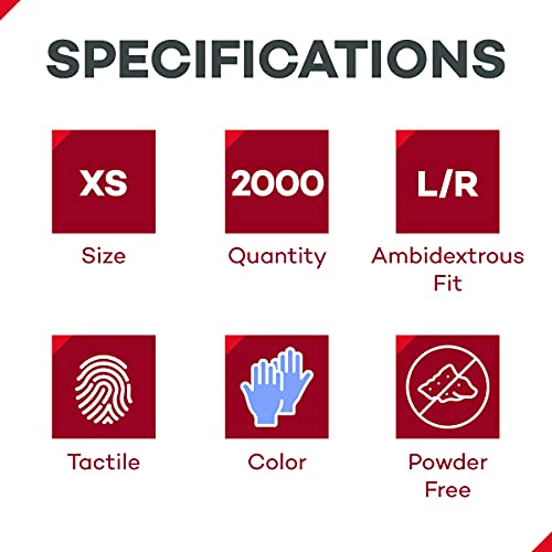 Dealmed Nitrile Gloves – 2000 Count X-Small Disposable Nitrile Gloves, Non-Irritating Latex Free, Multi-Purpose Use for a First Aid Kit and More