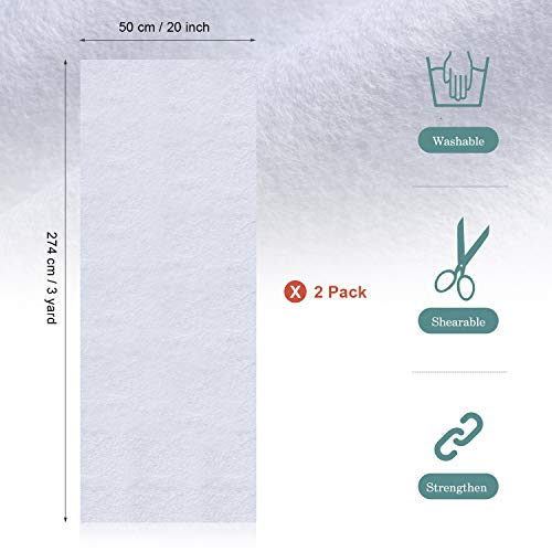 2 Pieces Fusible Fleece Interfacing For Sewing Crafting Quilting, Iron On Fusible Batting One Sided Fusible Foam Stabilizer White For Diy Tote Bags Home Decor #TOP1