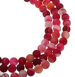 Lila Pink Edelsteine 40stk. Perlin - 40stk. Edelstein Perlen Natur Streifen Frosted Achat Kugel Lila Rosa Pink 6mm Rund Edelsteine Agate Beads