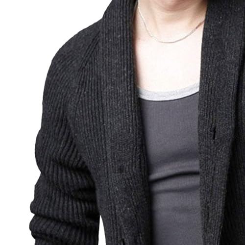 Men's Lapel Cardigan Sweater Men Loose Casual Sweater Men's Solid Thick Knit Cardigan4