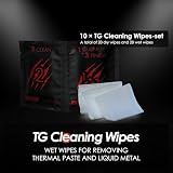 Thermal Grizzly TG Chusteczki czyszczące (10 szt. – 20 mokrych i 20 suchych chusteczek) – czyszczenie i odtłuszczanie powierzchni – optymalna przyczepność materiałów przewodzących ciepło