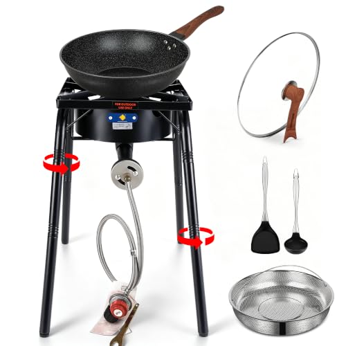 Image of ARC Outdoor Propane Stove, 220,000 BTU Single Burner and Nonstick Wok