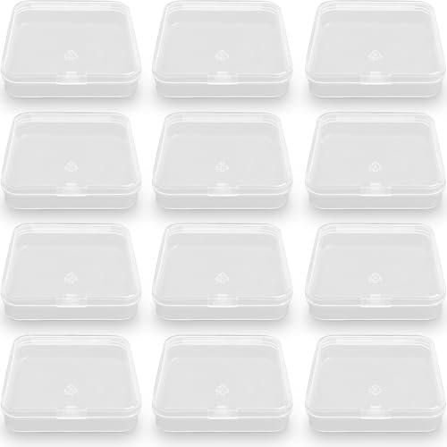 Image of 24 Pack Clear Square Plastic Beads Storage Containers Box (2.76 x 2.76 x 0.67 Inch), Square Bead Organizers for Small items, Crafts, Beads, Coins, Jewelry and Business Cards