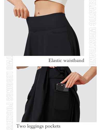 ANIVIVO Women Long Knee Length Skirted Leggings, Capris Leggings with Skirts High Waist4