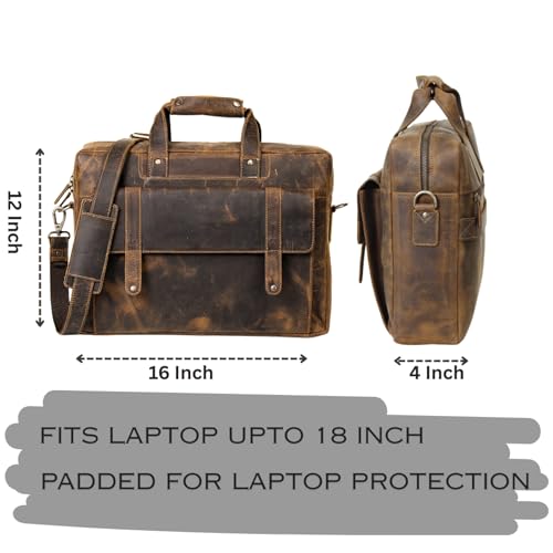 Image of Genuine Leather briefcases for men 17 inches computer bag for mens | Laptop bag, Work bag, Business and Office Bag