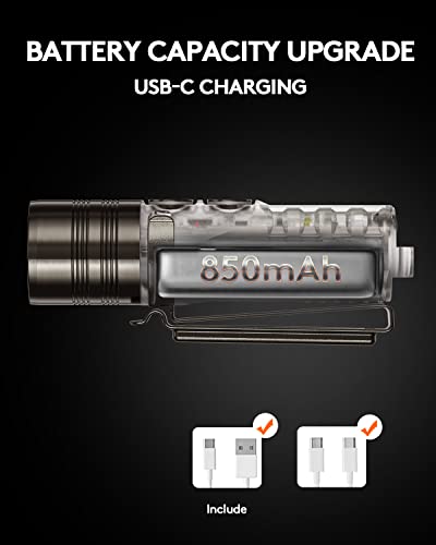 Rovyvon A26 Edc Flashlight, Usb C Rechargeable 600 Lumens Super Bright Handheld Flashlight, Compact Pocket Flashlight With Versatile Sidelights For Outdoors, Everyday Carry (White/ 365Nm/ White) #TOP2