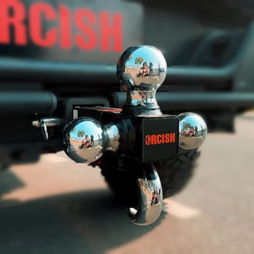 Image of ORCISH Trailer Hitch Tri-Ball Mount with Tow Hook & Pin, Chrome Trailer Ball Sizes 1-7 /8 inch, 2 inch & 2-5 /16 inch, Fit 2 Inch Hitch Receiver, 10,000 LBS Max Towing Capacity for RVs, SUVs, ATVs & Trucks