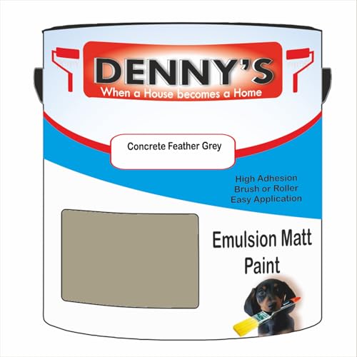 Premium Interior Wall & Ceiling Emulsion Paint – Concrete Feather Grey – Rich Matt Finish, Durable & Washable, Low Odour, Ideal for Living Rooms, Bedrooms & Hallways (500ML Tin)